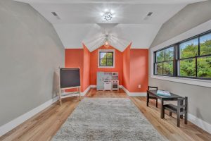 Bold, Bright accent wall in living room