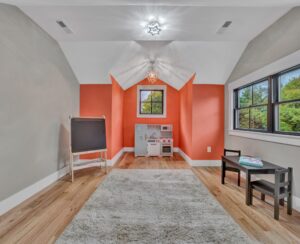 Bold, Bright accent wall in living room